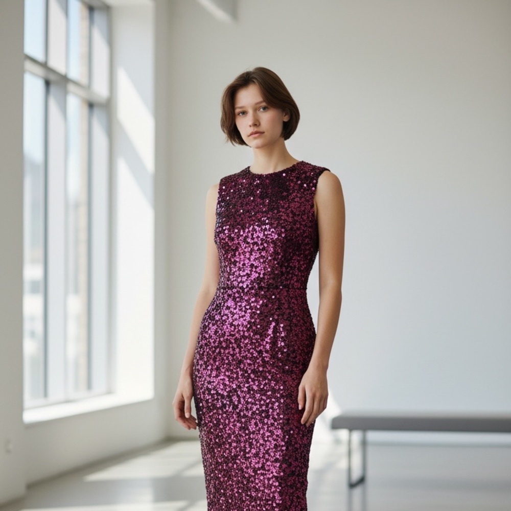 Rebecca Taylor Sparkling Magenta Sequin Dress